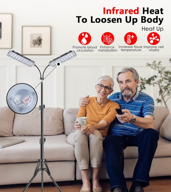 Red Light Therapy Lamp, Infrared Light Therapy with Stand - 660nm Redlight and 850nm Near Infrared Light Device for Body Pain Relief Skin Care - Image 3
