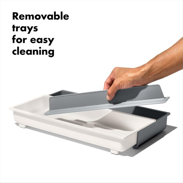 OXO Good Grips Kitchen Drawer, Expandable Long Tool Organizer, White - Image 6