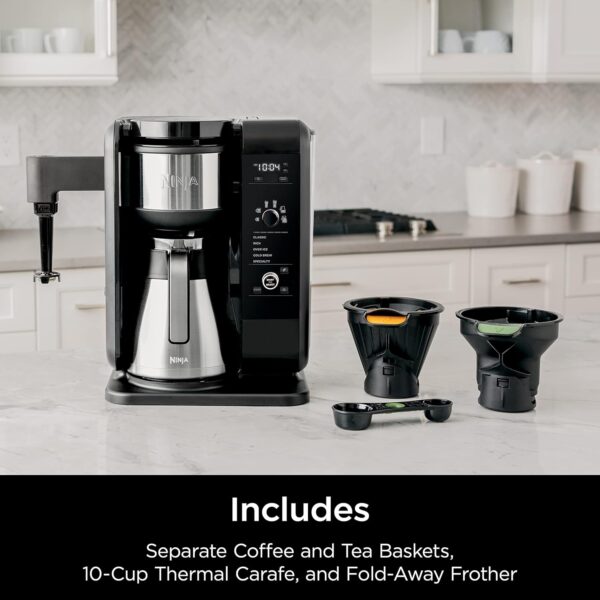 Ninja Hot and Cold Brewed System, Tea & Coffee Maker, with Auto-iQ, 6 Sizes, 5 Styles, 5 Tea Settings, 50 oz Thermal Carafe, Frother, Coffee & Tea Baskets, Dishwasher Safe Parts, Black, CP307 - Image 8