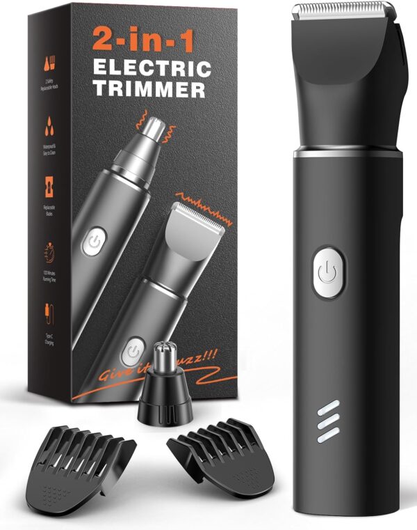 Body Hair Trimmer for Men, Manscape Electric Razor, Versatile Hair Trimmer for Groin, Beard, Nose/Ear Hair, Waterproof & USB-C Rechargeable, Travel Lock