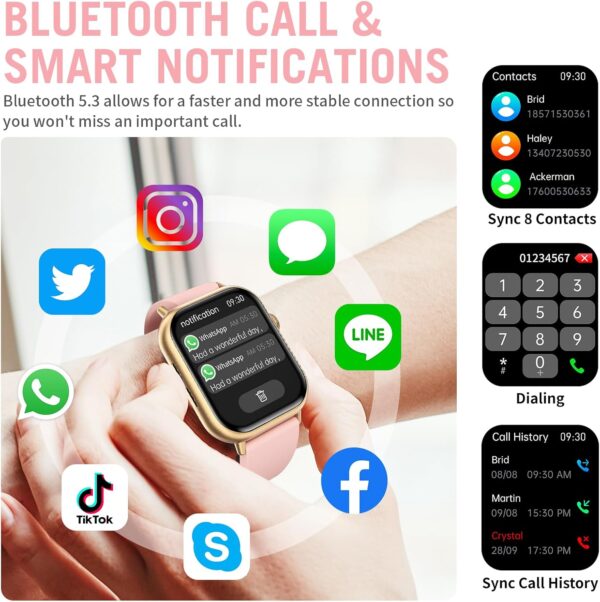 Smart Watches for Men Women (Answer/Make Call), 2.01" HD Screen Fitness Tracker Watch with Blood Pressure/Heart Rate/Sleep Monitor, Smart Watch for Android iOS Phones, IP67 Waterproof Sport Watch - Image 2