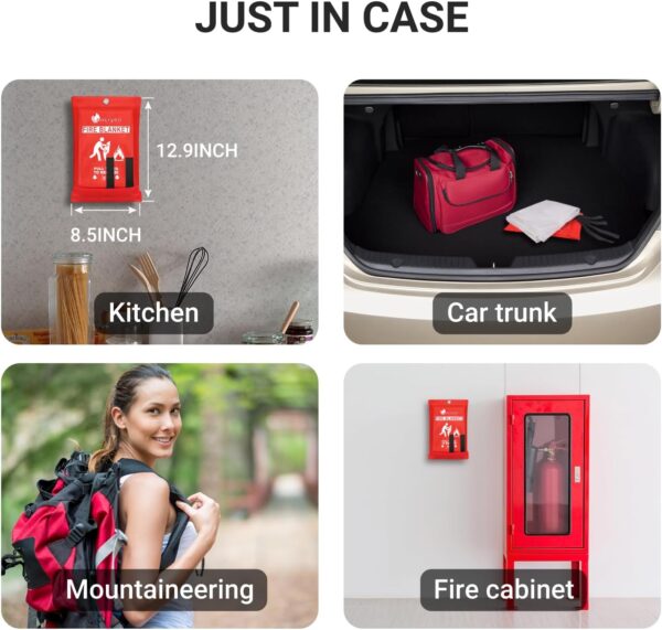 2025 Emergency Fire Blanket, Fire Extinguisher Blanket, Fire Suppression Blanket, Flame Retardant Blanket Fire Safety Blanket for Home, Kitchen, School, Grill, Car, Office, Warehouse(40” x40”) - Image 5