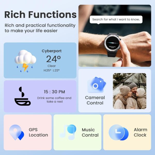 Military Smart Watches for Men(Answer/Make Calls), 1.39" Fitness Watch with Heart Rate Pedometer Sleep Monitor, 110+ Sports Modes Smartwatch for Men, IP68 Waterproof Activity Tracker for Android iOS - Image 6