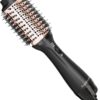 Hair Dryer Brush Blow Dryer in One, One-Step Styler Volumizer with 3 Temperature Settings Anti-frizz Golden Anodized Barrel Hot Air Brush Hair Straightener 2.0