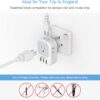 US to UK Plug Adapter, TESSAN Type G Ireland Travel Adaptor with 4 Electrical Outlet 3 USB Charger, USA to England Scotland London Dubai Hong Kong Singapore Kenya British Malaysia Tanzania - Image 5