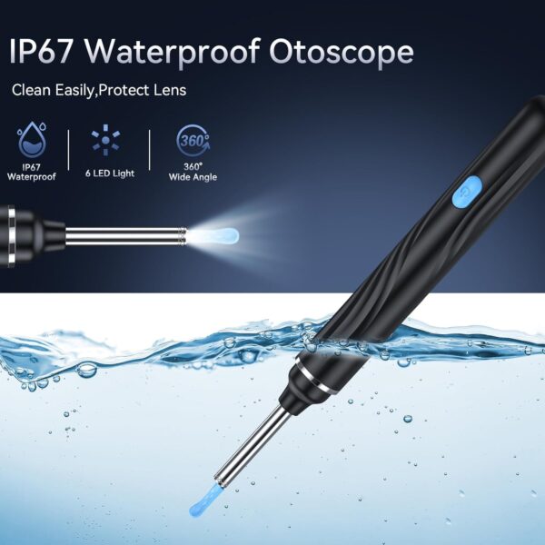 Ear Wax Removal Tool Camera, Ear Cleaner with Camera, 1080P HD Ear Camera and 6 LED Light, Ear Wax Removal Kit with 6 Ear Pick, 6 Pcs Ear Set, Ear Camera Wax Removal for iOS & Android, Black - Image 7
