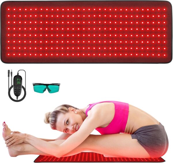 Red Light Therapy Pad Wearable 660nm & 850nm Infrared Light Therapy Mat Devices 31.5" x 11.8" Large Wrap Belt for Body Back Shoulders Waist Joint Muscle Pain Relief