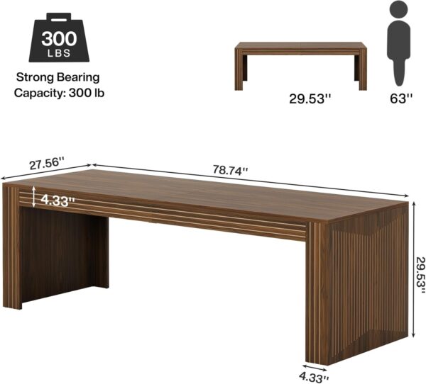 Tribesigns 79-Inch Extra Long Desk, Two Person Double Desk for Home Office, Wooden Long Computer Desk Writing Table for Office, Brown - Image 2