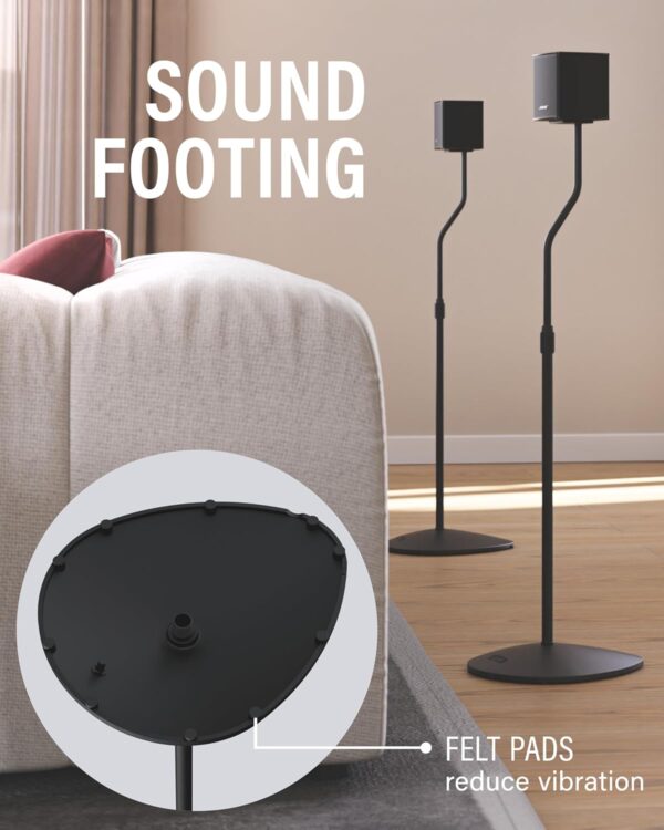 SANUS Speaker Stands Pair - Adjustable Height Speaker Stands for Satellite & Bookshelf Speakers up to 3.5lbs - Tool-Free Adjustment & Easy DIY Assembly - Image 8