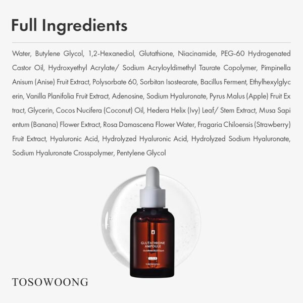 Glutathione Serum with 20,000ppm Glutathione, Niacinamide and hyaluronic acid, Dark Spot, Improve skin elasticity, Revitalize complexion, Korean Skincare, 30ml, 1.01 fl. oz. - Image 7