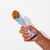 Made in USA Spoon la la Toddler Utensils Set - 2 Pack (1 Spoon & 1 Fork for Kids) - Self-Standing 3D Ergonomic Cat & Dog Handles - BPA-free, Dishwasher Safe, Baby Silverware (Blue) - Image 3