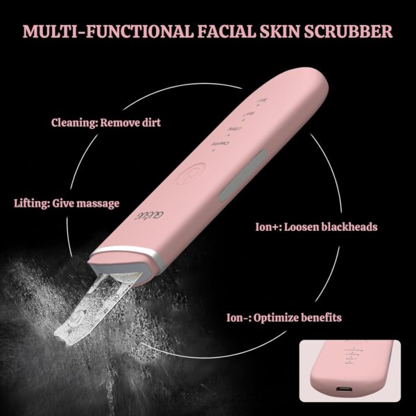 GUGUG Skin Scrubber Face Spatula - Skin Spatula Blackhead Remover Pore Cleaner with 4 Modes, Skin Care Tools-Pink - Image 2