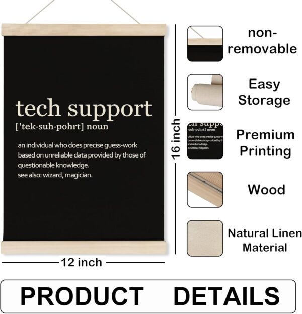 HRQKO Tech Support Definition Poster Hanger Frame, Modern Minimalist Tech Support Wall Art with Wooden Frames, Tech Support Gifts for Men, Black Wall Hanging Decor for Men Office Home Room,12x16 inch - Image 7