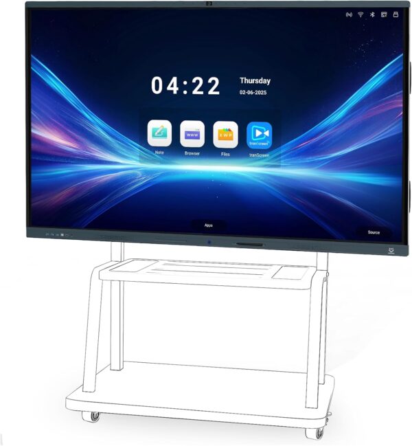 86'' Smart Board, 4K Touch Screen Interactive Whiteboard Display, AI Camera with 8 Mics, Android 13.0 8+128G, All in One Smartboard for Classroom Home Office (Board+Wall Mount)