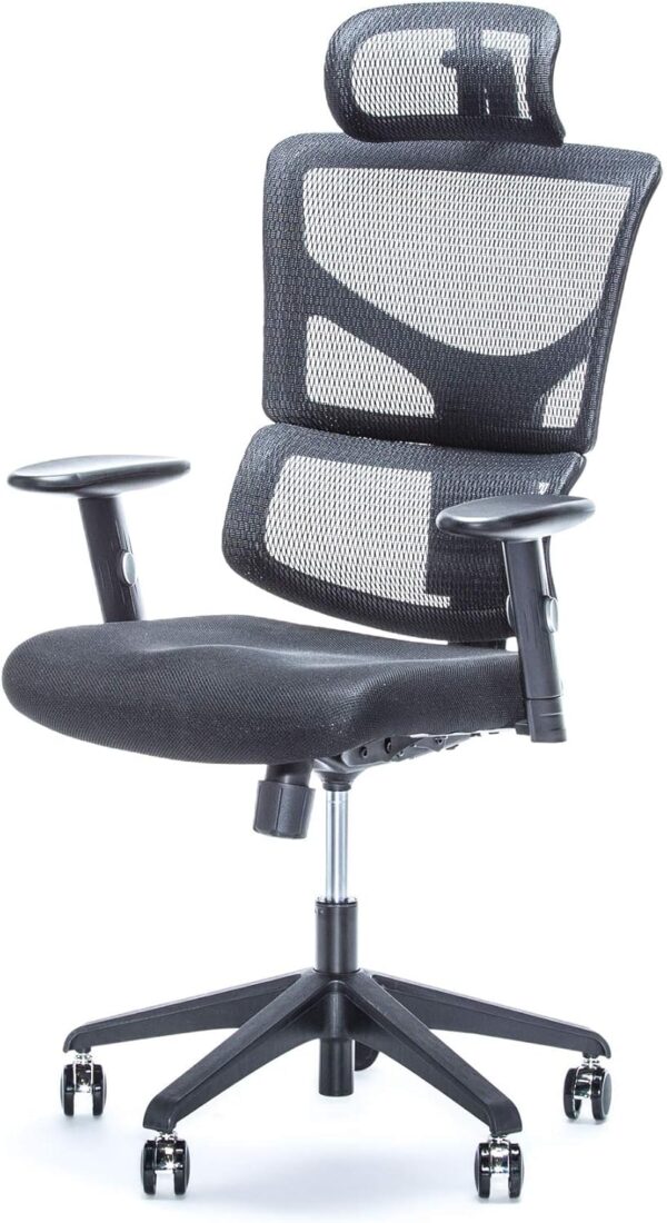 X-Chair X-Basic Task Chair, Black Flex Mesh with Headrest - Ergonomic Office Seat/Adjustable Backrest/Foam Seat/Relaxed Recline/Perfect for Office or Home Desk - Image 4