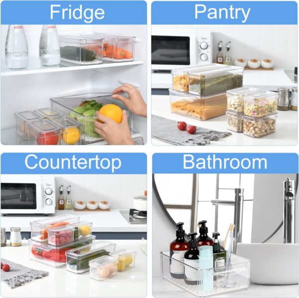 10 Pack Fridge Organizer, Stackable Refrigerator Organizer Bins with Lids, BPA-Free Produce Fruit Storage Containers for Storage Clear for Kitchen, Food, Drinks, Vegetable Storage - Image 6