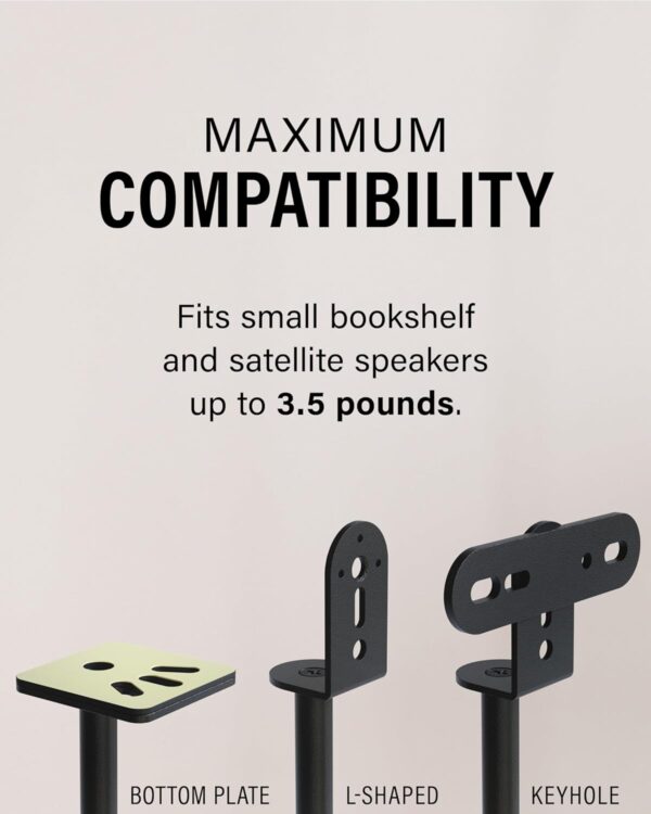 SANUS Speaker Stands Pair - Adjustable Height Speaker Stands for Satellite & Bookshelf Speakers up to 3.5lbs - Tool-Free Adjustment & Easy DIY Assembly - Image 3