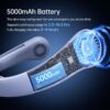 JISULIFE Portable Neck Fan Upgraded, Neckbrace Personal Hands Free, 5 Speed Gears Adjustment, 5000 mAh Wearable Bladeless Quiet Rechargeable for Outdoor Indoor, Gifts for Women Men- Sunny Blue - Image 4