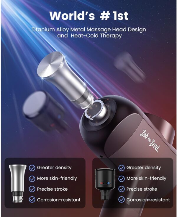 BOB AND BRAD X6 Pro Max Massage Gun with Heat-Cold and Metal Head Therapy, FSA/HSA Eligible, Percussion Deep Tissue Massager Gun for Athletes, Electric Muscle Massage Gun with 6 Replacements - Image 4