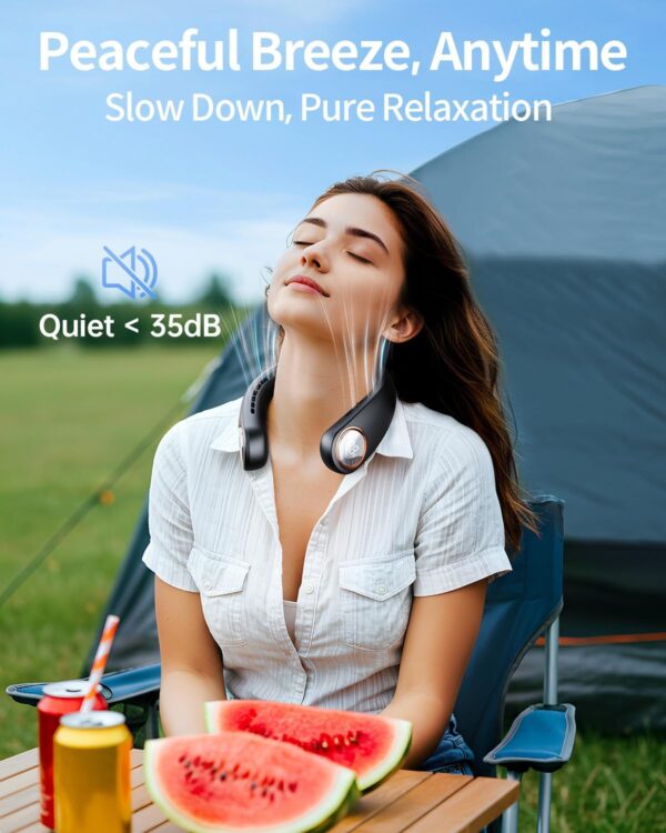 Neck Fan - Bladeless Portable Neck Fans, with LED Display, 4 Speeds, 5000mAh Personal Wearable, USB Rechargeable Cooling Hands Free, Travel Gifts for Men, Women (Black) - Image 6