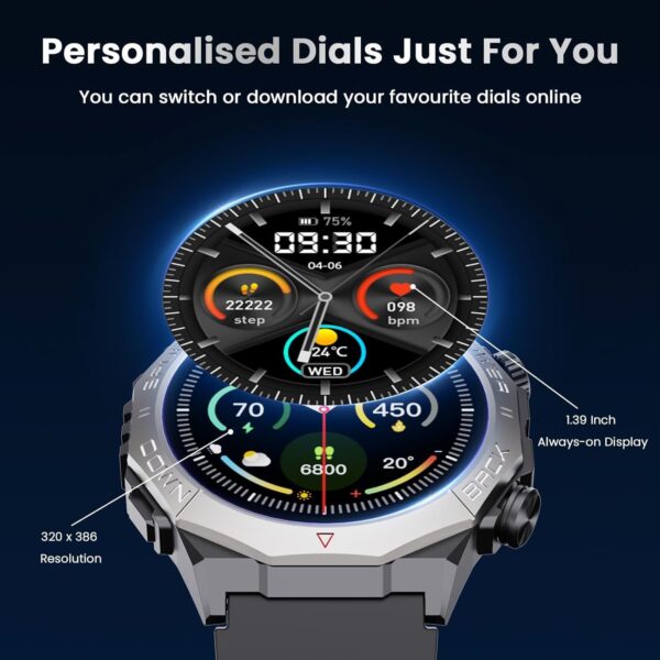 Military Smart Watches for Men(Answer/Make Calls), 1.39" Fitness Watch with Heart Rate Pedometer Sleep Monitor, 110+ Sports Modes Smartwatch for Men, IP68 Waterproof Activity Tracker for Android iOS - Image 3