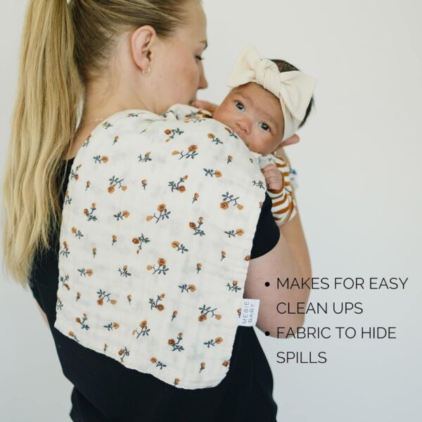 Mebie Baby Burp Cloths, Modern Print 3-Pack, Muslin Burp Cloth Set for Spit Up, Drool, and More, Boho Burp Cloths for Baby Boy and Girl, Baby Must Haves for Registry Lists and Gifts for Newborns - Image 5