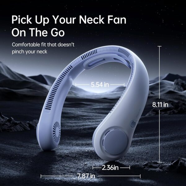 JISULIFE Portable Neck Fan Upgraded, Neckbrace Personal Hands Free, 5 Speed Gears Adjustment, 5000 mAh Wearable Bladeless Quiet Rechargeable for Outdoor Indoor, Gifts for Women Men- Sunny Blue - Image 6