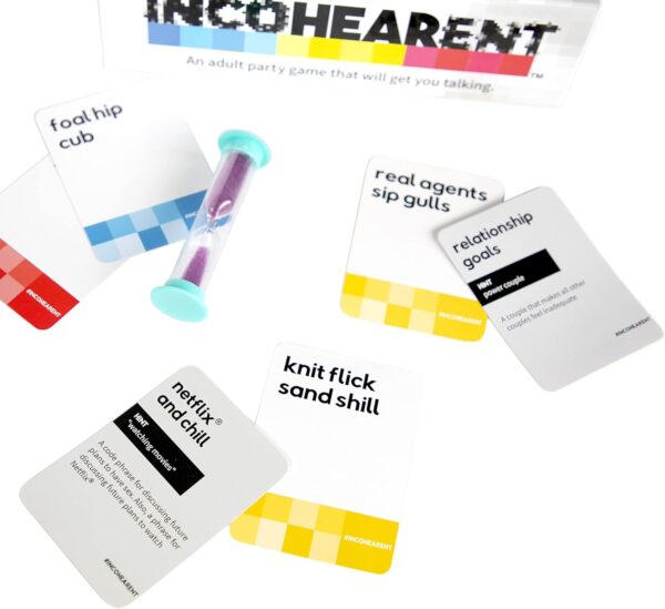 Incohearent, The Guess the Gibberish Party Game by Relatable, A Funny Card Game for Adults, Great for Bachelorette Party Games or Game Night Games, Includes 400 Cards, Instructions, and 1 Sand Timer - Image 7