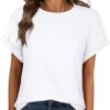 ANRABESS Womens Oversized Tops Summer Short Sleeve T Shirts Basic Solid Boxy Tee Casual Workout Going Out Outfits 2025 Spring