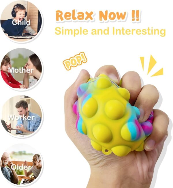 Pop Fidget Toys Its Ball Toy 4 PCS 3D Stress Balls It Pop Fidgets Pack Party Favors for Kids Toys Autism Sensory Toys Bulk Squeeze Toys Toddler Toys for Boys Adult Stress Relief Easter Basket Stuffers - Image 5