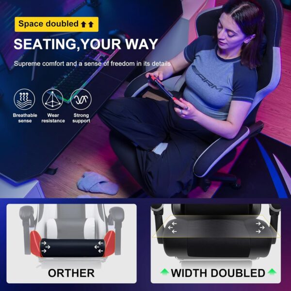 GTPLAYER Gaming Chair, Computer Office Chair with Pocket Spring Cushion, Linkage Armrests and Footrest, High Back Ergonomic Computer Chair with Lumbar Support Task Chair with Footrest - Image 3