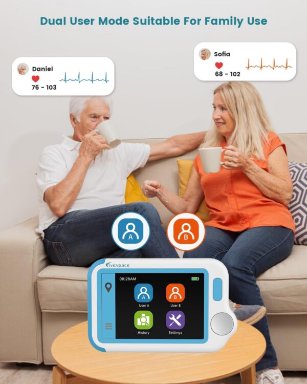 Home Heart Health Monitor, Portable Heart Rate Device with Electrode Pads, Stand-Alone Machine Compatible with Smartphone and PC - Image 5