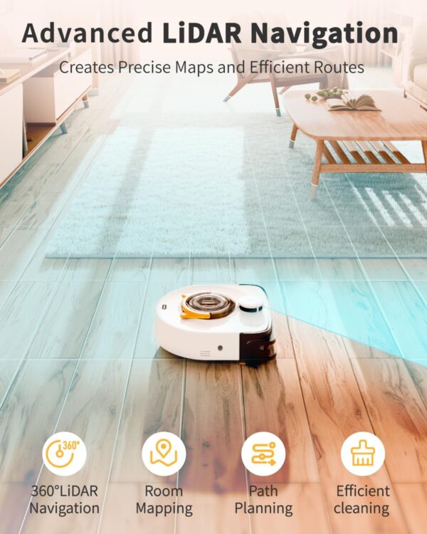Robot Vacuum for Pet Hair, Automatic Robot Vacuum Cleaner Self Cleaning Brushroll, Robotic Vacuum Ideal for Carpet, 22,000 Pa Square - Image 4