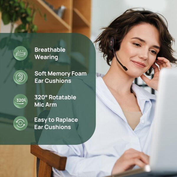 Yealink WH66 Wireless Headset with 4" Screen, DECT & Bluetooth Headset for Teams, Zoom Skype Certified, 525ft Range,Speaker, 13h Call Time, Office Work Headphone for Desk Phone, PC, Cellphone - Image 7