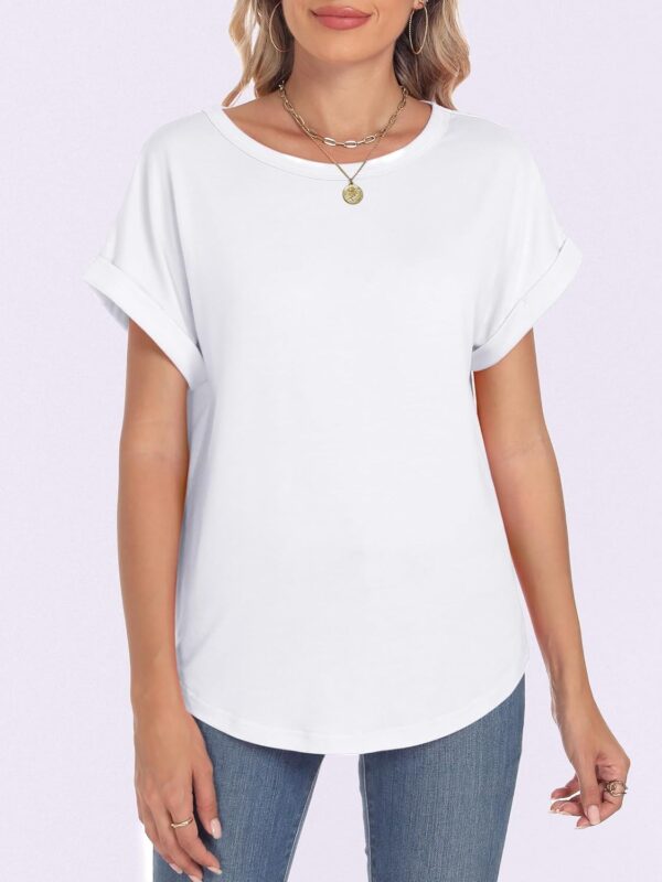 ANRABESS Womens Oversized Tops Summer Short Sleeve T Shirts Basic Solid Boxy Tee Casual Workout Going Out Outfits 2025 Spring - Image 2