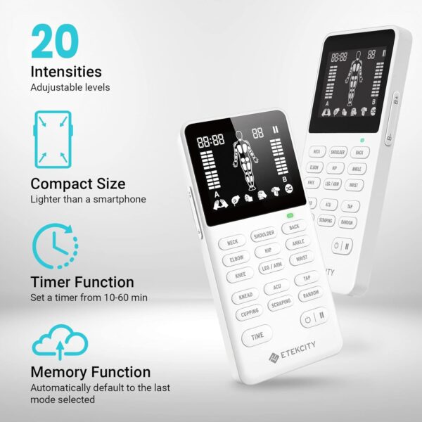 Etekcity FSA HSA Store Eligible 4-Output TENS Unit, Muscle Stimulator Machine for Pain Relief Physical Therapy, Back, Nerve, Sciatica, Neck, Shoulder,Period Cramp Relaxer,Rechargeable Electric Device - Image 7