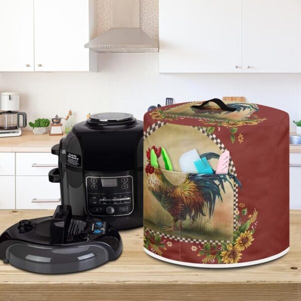 Sunflower Rooster Kitchen Pressure Cooker Protector, Dust Cover for Small Appliances with Handles & Pockets, Lightweight Air Fryer Cover, Kitchen Small Appliance Accessories - Image 3