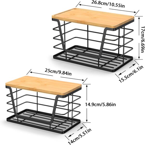 2 Pack Storage Stackable Kitchen Laundry Organizers with Bamboo Top, Wall Mount Large Trash Bag Holder and Standard Garbage Bag Dispenser - Image 8