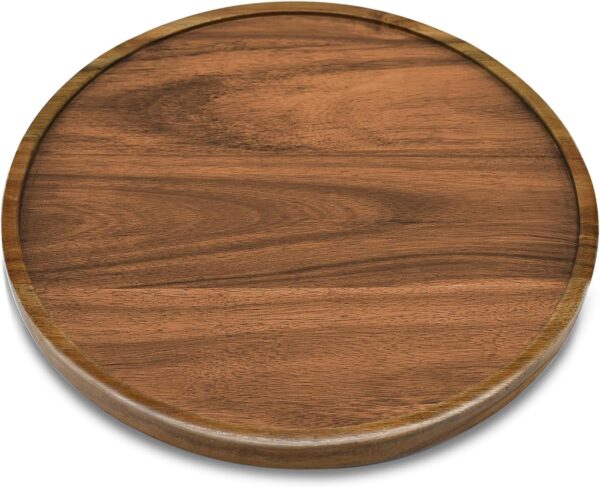 10" Acacia Wood Lazy Susan Organizer Kitchen Turntable for Cabinet Pantry Table Organization - Image 2
