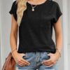 MEROKEETY Women's Casual Cap Sleeve T Shirts Basic Summer Tops Loose Solid Color Blouse - Image 6