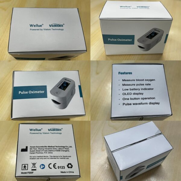 Wellue Pulse Oximeter Fingertip Blood Oxygen Saturation Heart Rate Monitor with Batteries and Lanyard Bluetooth FS20F White - Image 7