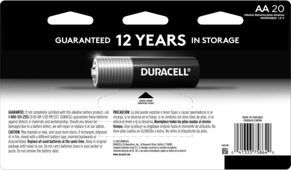Duracell Coppertop AA Batteries with Power Boost Ingredients, 20 Count Pack Double A Battery with Long-lasting Power, Alkaline AA Battery for Household and Office Devices - Image 2