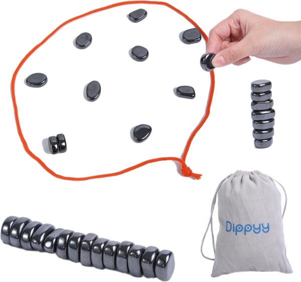 Magnetic Chess Game with Stones- Magnetic Magnet Game with String, Puzzle Strategy Games for Adults. (String)
