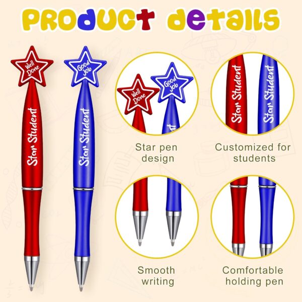 Tenceur 32 Pcs Star Student Ballpoint Pens Bulk Motivational Quote Pens Teacher Appreciation Gifts Graduation Gift for Teacher Home Office School Supplies Party Favor(Bright Color) - Image 3