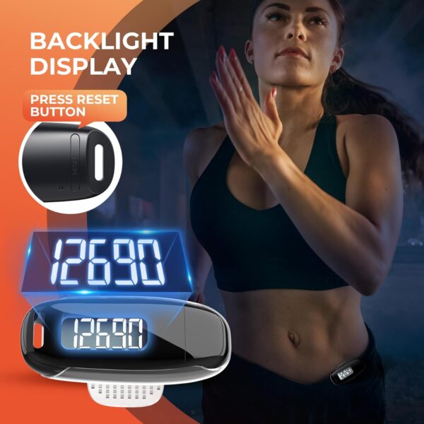 3D Pedometer for Walking, Simple Walking Step Counter with Removable Clip and Strap, USB Rechargeable Step Tracker with Backlight, Accurate Step Counter for Men Women Kids Seniors - Image 5
