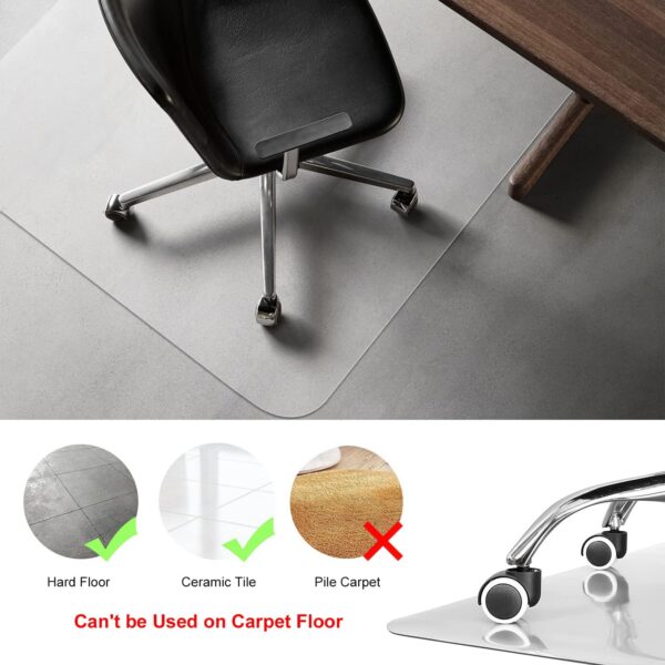 Kuyal Clear Chair mat for Hardwood Floor 30 x 48 inches Transparent Floor Mats Wood/Tile Protection Mat for Office & Home (30" X 48" Rectangle) - Image 2