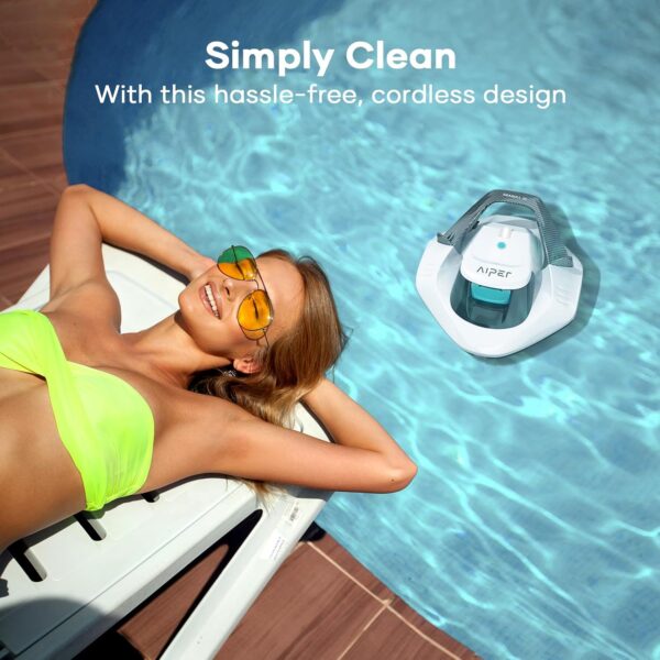 AIPER Cordless Robotic Pool Vacuum, Self-Parking Technology, Portable, Ideal for Above-Ground Flat Pool up to 40 Feet, White - Image 6