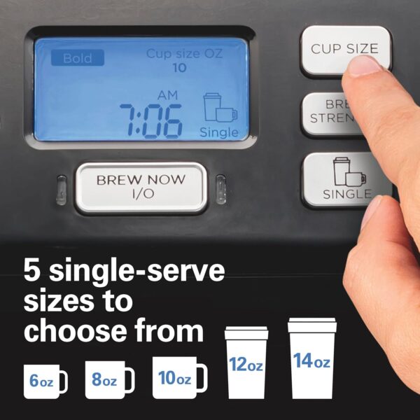 Hamilton Beach FlexBrew Trio 2-Way Coffee Maker, Compatible with K-Cup Pods or Grounds, Combo, Single Serve & Full 12c Pot, Black - Fast Brewing (49902) - Image 6