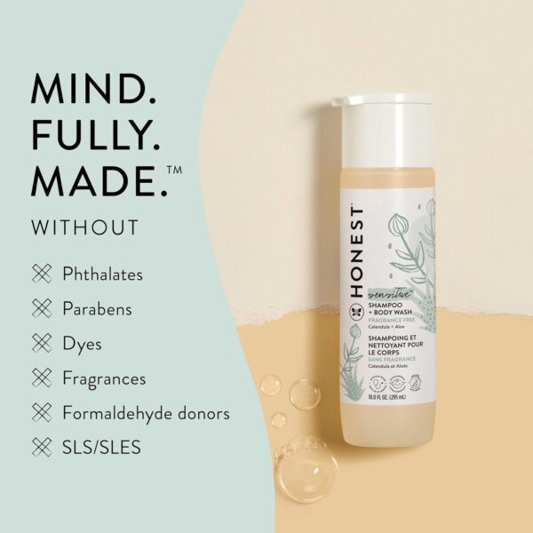 The Honest Company 2-in-1 Cleansing Shampoo + Body Wash for Sensitive Skin | Gentle for Baby | Naturally Derived, Tear-free, Hypoallergenic | Fragrance Free, 10 fl oz - Image 5