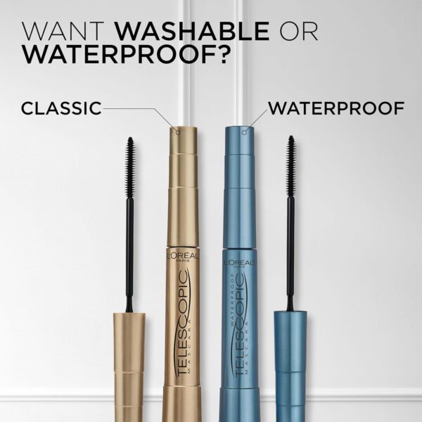 L'Oreal Paris Makeup Original Telescopic Lengthening Mascara, Waterproof Black - Image 7